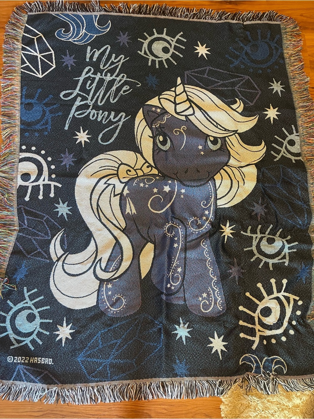 Hasbro My Little Pony Navy & Cream Unicorn Woven Throw